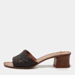 مملوكة مسبقًا Bottega Veneta Dark Brown Intrecciato Leather Slide Sandals Size 37