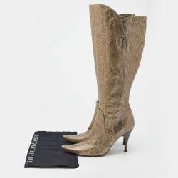 Bottega Veneta Metallic Python Knee Length Boots Size 38