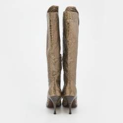 Bottega Veneta Metallic Python Knee Length Boots Size 38