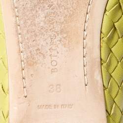 Pre Owned Bottega Veneta Citrine Intrecciato Leather Bow Ballet Flats Size 38
