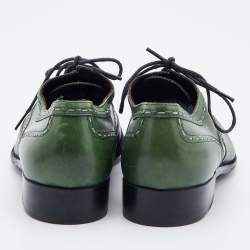 Bottega Veneta Green Brogue Leather Lace Up Oxfords Size 38.5