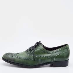 Bottega Veneta Green Brogue Leather Lace Up Oxfords Size 38.5