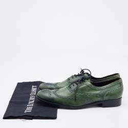 Bottega Veneta Green Brogue Leather Lace Up Oxfords Size 38.5