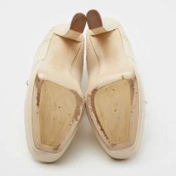 Pre Owned Bottega Veneta Cream Brogue Leather Oxford Platform Booties Size 39