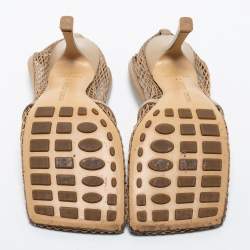 مملوكة مسبقًا Bottega Veneta Beige Mesh and Leather Stretch Slingback Pumps Size 37