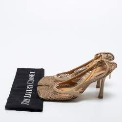 مملوكة مسبقًا Bottega Veneta Beige Mesh and Leather Stretch Slingback Pumps Size 37
