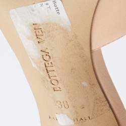 مملوكة مسبقًا Bottega Veneta Light Peach Leather Stretch Square Toe Slide Sandals Size 38