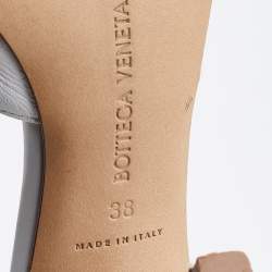 Pre Owned Bottega Veneta White Leather Stretch Square Toe Slide Sandals Size 38