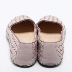 Pre Owned Bottega Veneta Light Purple Intrecciato Leather Smoking Slippers Size 39 
