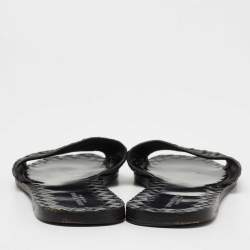 Pre Owned Bottega Veneta Black Intrecciato Leather Flat Slides Size 38 