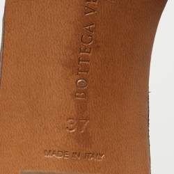 Pre Owned Bottega Veneta Gold Intrecciato Leather Ravello Slide Sandals Size 37