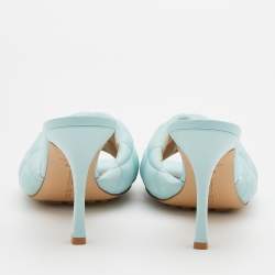 Pre Owned Bottega Veneta Light Blue Quilted Leather Lido Slide Sandals Size 40.5