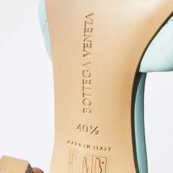 Pre Owned Bottega Veneta Light Blue Quilted Leather Lido Slide Sandals Size 40.5