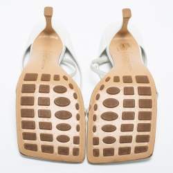 Pre Owned Bottega Veneta White Leather Stretch Strap Sandals Size 39