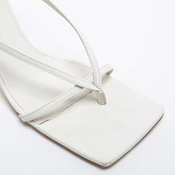 Pre Owned Bottega Veneta White Leather Stretch Strap Sandals Size 39