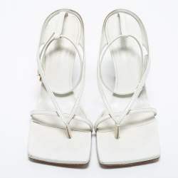 Pre Owned Bottega Veneta White Leather Stretch Strap Sandals Size 39