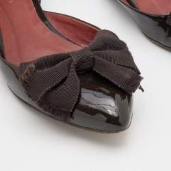 Bottega Veneta Brown Patent Leather Bow D'orsay Ballet Flats Size 36.5