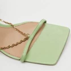 Pre Owned Bottega Veneta Green Leather Chain Ankle Strap Sandals Size 36
