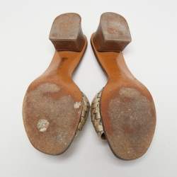 مملوكة مسبقًا Bottega Veneta Gold Leather Ravello Slide Sandals Size Size 38