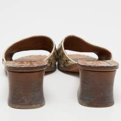 مملوكة مسبقًا Bottega Veneta Gold Leather Ravello Slide Sandals Size Size 38