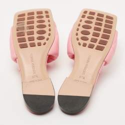 Pre Owned Bottega Veneta Pink Leather Lido Slides Size 37.5