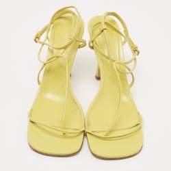 Pre Owned Bottega Veneta Yellow Leather Ankle Tie Sandals Size 40