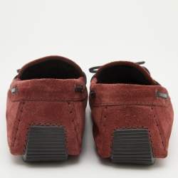 Pre Owned Bottega Veneta Burgundy Intrecciato Suede Slip On Loafers Size 36