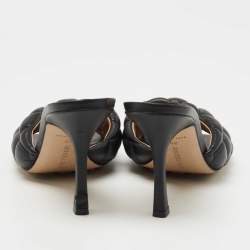 Pre Owned Bottega Veneta Black Quilted Leather Lido Slide Sandals Size 39