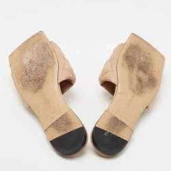 مملوكة مسبقًا Bottega Veneta Beige Quilted Leather Lido Flat Slides Size 40.5