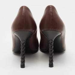 Pre Owned Bottega Veneta Brown Leather Round Toe Pumps Size 38.5