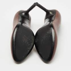 Pre Owned Bottega Veneta Brown Leather Round Toe Pumps Size 38.5
