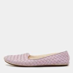 Bottega Veneta Lilac Intrecciato Leather Smoking Slippers Size 36.5