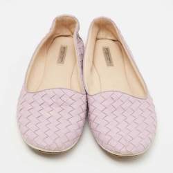 Bottega Veneta Lilac Intrecciato Leather Smoking Slippers Size 36.5