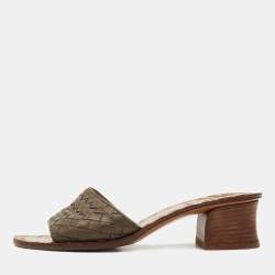 Bottega Veneta Brown Leather Ravello Slide Sandals Size 36