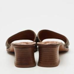 Bottega Veneta Brown Leather Ravello Slide Sandals Size 36