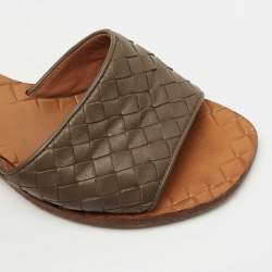 Bottega Veneta Brown Leather Ravello Slide Sandals Size 36