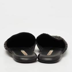 Pre Owned Bottega Veneta Black Intrecciato Leather Fiandra Flat Mules Size 35