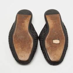 Pre Owned Bottega Veneta Black Intrecciato Leather Fiandra Flat Mules Size 35