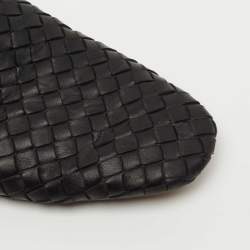 Pre Owned Bottega Veneta Black Intrecciato Leather Fiandra Flat Mules Size 35