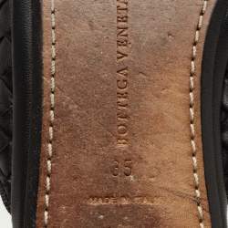 Pre Owned Bottega Veneta Black Intrecciato Leather Fiandra Flat Mules Size 35
