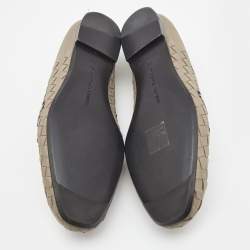 Pre Owned Bottega Veneta Grey Intrecciato Leather and Watersnake Leather Collapsible Smoking Slippers Size 36