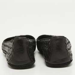 Pre Owned Bottega Veneta Black Intrecciato Leather Smoking Slippers Size 36