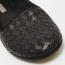 Pre Owned Bottega Veneta Black Intrecciato Leather Smoking Slippers Size 36