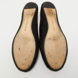 Pre Owned Bottega Veneta Black Intrecciato Leather Smoking Slippers Size 36