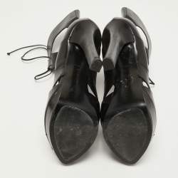 مملوكة مسبقًا Bottega Veneta Black Leather Cage Platform Sandals Size 40 