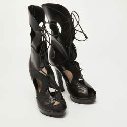 مملوكة مسبقًا Bottega Veneta Black Leather Cage Platform Sandals Size 40 