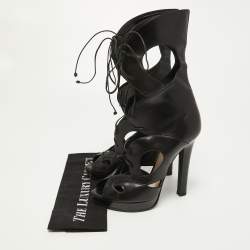 مملوكة مسبقًا Bottega Veneta Black Leather Cage Platform Sandals Size 40 