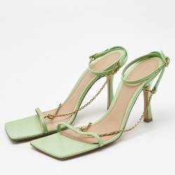 Bottega Veneta Green Leather Chain Strap Sandals Size 40