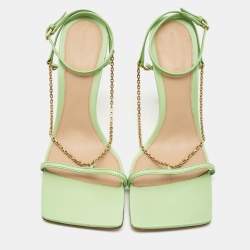 Bottega Veneta Green Leather Chain Strap Sandals Size 40