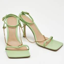 Bottega Veneta Green Leather Chain Strap Sandals Size 40
